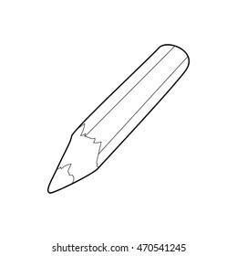 Pencil icon in outline style isolated on white background. Drawing symbol