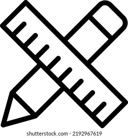 Pencil Icon With Outline Style, Math Sign And Symbol Isolated On White Background