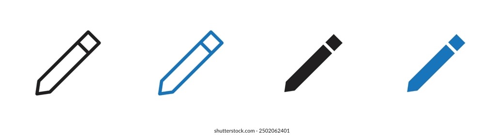 Pencil icon Outline vector line set