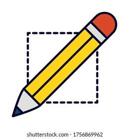 Bleistift-Symbol auf weißem Hintergrund, Linien- und Füllstil, Vektorgrafik