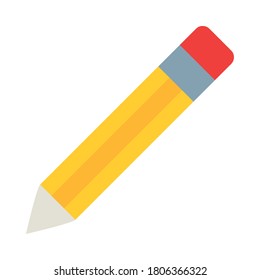 pencil icon over white background, flat style, vector illustration