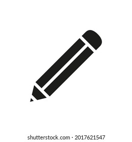 Pencil icon. Pen outline symbol. Education black silhouette element. Vector isolated on white background