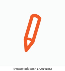 Pencil Icon. Presented in Orane Line Art Style.