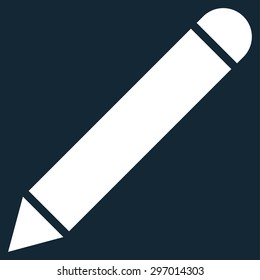 Pencil icon from Primitive Set. This isolated flat symbol is drawn with white color on a dark blue background, angles are rounded.