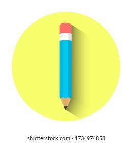 Pencil icon with realistic shadows, flat style vector sign