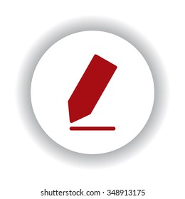 pencil icon, red isolated white background