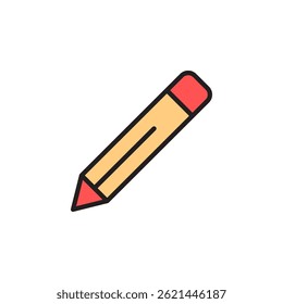 Pencil Icon With Red Tip Over Yellow Body Representing Stationery Tools For Creative Projects And Education