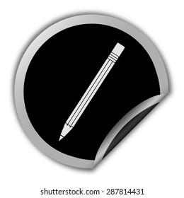 pencil icon - round vector sticker