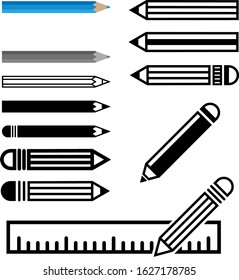 Pencil Icon, Rular Vector art Illustration