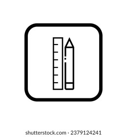 Pencil icon and ruler isolated on white background. EPS10