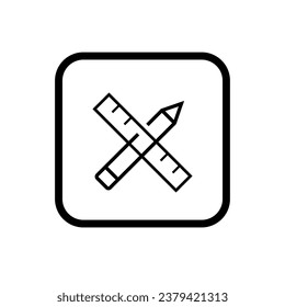 Pencil icon and ruler isolated on white background. EPS10