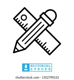 pencil icon and ruler vector icon 