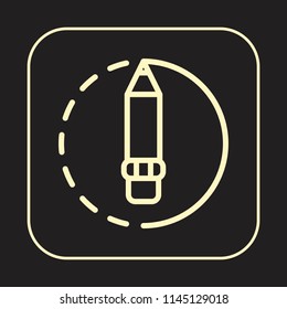 Pencil Icon. School Stationery. Education Supplies concept. Editable stroke flat icons. Simple thin line art logo. Golden web app button. Vector illustration. 