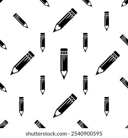 Pencil Icon, Pencil Seamless Pattern, Pigment, Graphite Powder Pencil Vector Art Illustration
