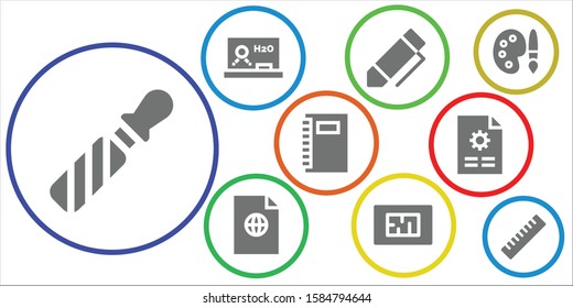 pencil icon set. 9 filled pencil icons.  Collection Of - File, Blackboard, Pen, Blueprint, Notebook, Palette, Ruler icons