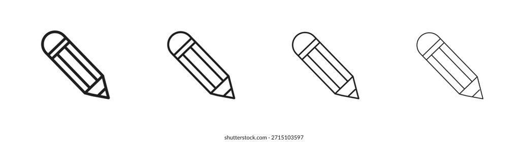 Pencil icon set. A collection of simple black thin strokes icons