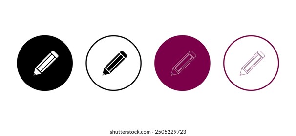 Pencil icon set. Edit symbol. Different style pen icons set on white background.
