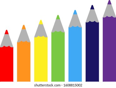 Pencil icon set isolated on white. Colored school symbol. Vector stock illustration