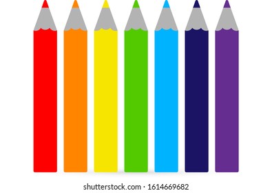 Pencil icon set isolated on white. Colored school symbol. Vector stock illustration