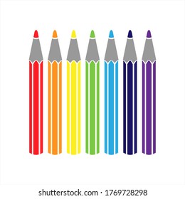 Pencil icon set isolated on white. Colored school symbol. Vector stock illustration