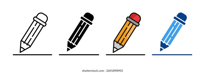 Pencil Icon Set Multiple Style Collection