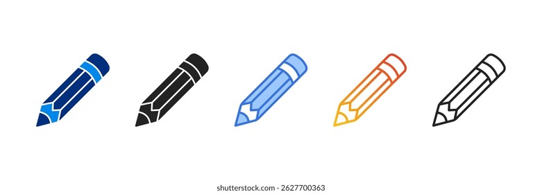 Pencil Icon Set Multiple Style Vector Illustration