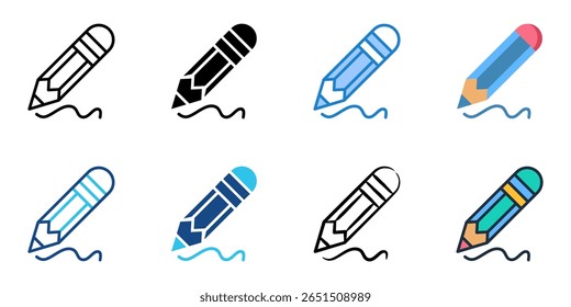 Ícone de lápis define várias coleções de estilos 
