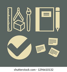 pencil icon set with notebook, check and design tools vector illustration