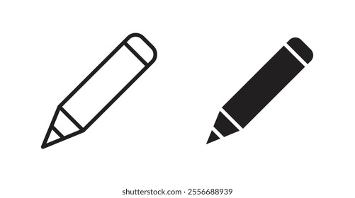 Pencil icon set in Thin line black color.
