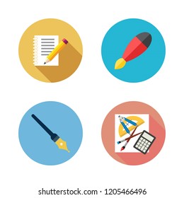 pencil icon set. vector set about pen, school material and notebook icons set.
