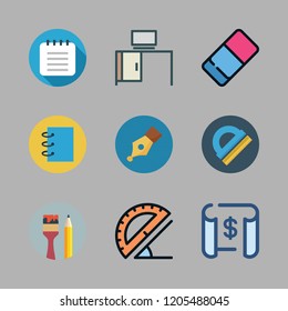 pencil icon set. vector set about notebook, office material, desk and school material icons set.