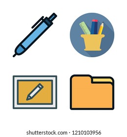 pencil icon set. vector set about pencil case, office material and draw icons set.