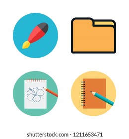 pencil icon set. vector set about notebook, office material and pen icons set.