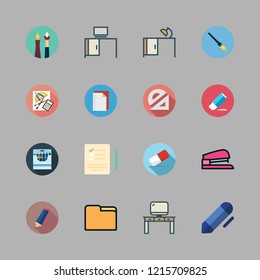 pencil icon set. vector set about list, school material, protractor and marker icons set.