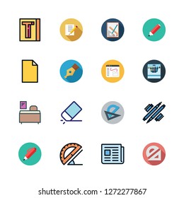 pencil icon set. vector set about office material, desk, school material and text lines icons set.