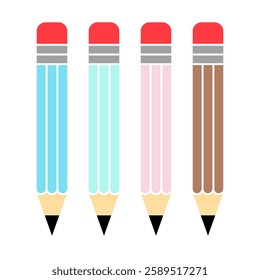 Pencil Icon Set. Pencil Vector Icon in line style design. Pencil Symbol. Vector illustration.