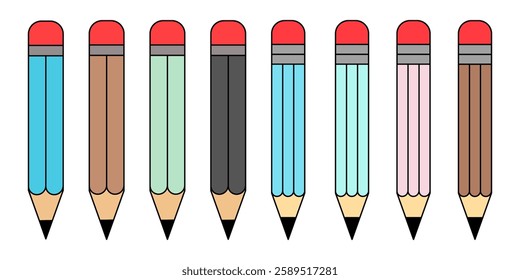 Pencil Icon Set. Pencil Vector Icon in line style design. Pencil Symbol. Vector illustration.