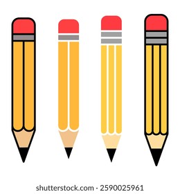 Pencil Icon Set. Pencil Vector Icon in line style design. Pencil Symbol. Vector illustration.