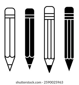 Pencil Icon Set. Pencil Vector Icon in line style design. Pencil Symbol. Vector illustration.