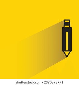 pencil icon with shadow on yellow background
