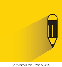 icono de lápiz con sombra sobre fondo amarillo