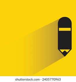 icono de lápiz con sombra sobre fondo amarillo