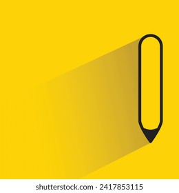 icono de lápiz con sombra sobre fondo amarillo
