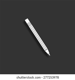 Pencil icon with shadow - vector illustration