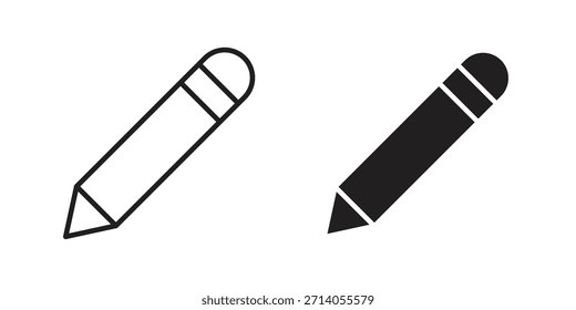 Bleistift Symbol Silhouette Vektorgrafiken. Bearbeitbare Striche