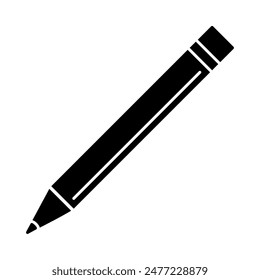 pencil icon, silhouette vector isolated on white background. simple and modern design