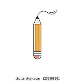 Pencil icon. simple color line design. tools draw symbol. stroke editable.