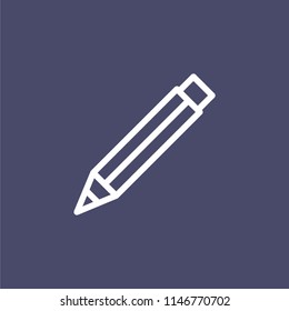 Pencil icon simple flat style outline illustration.