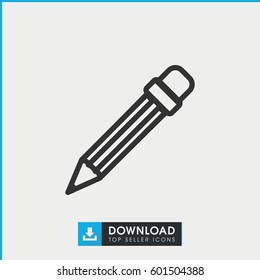 pencil icon. simple outline pencil vector icon. on white background.
