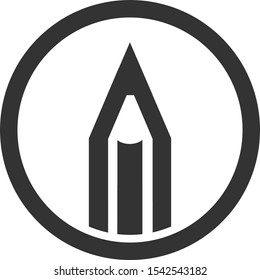 Pencil. Icon for site button, program. Symbol for a logo.
Pencil for drawing, drawing or other work. Isolated object. Picture from the series.